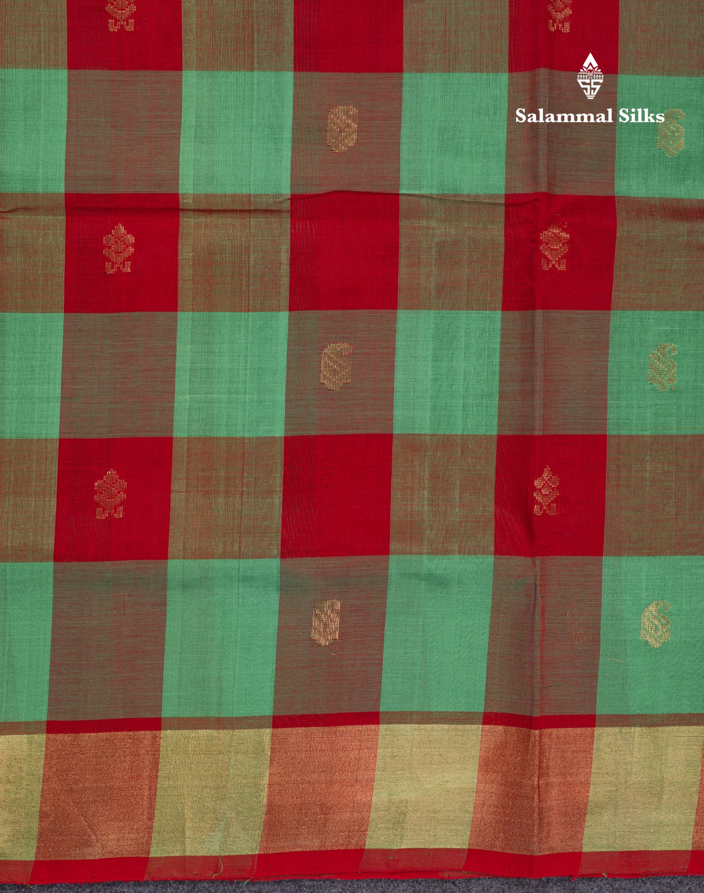 Paalum Pazham Checks Pure Silk Cotton Saree With Contrast Mustard Yellow Blouse