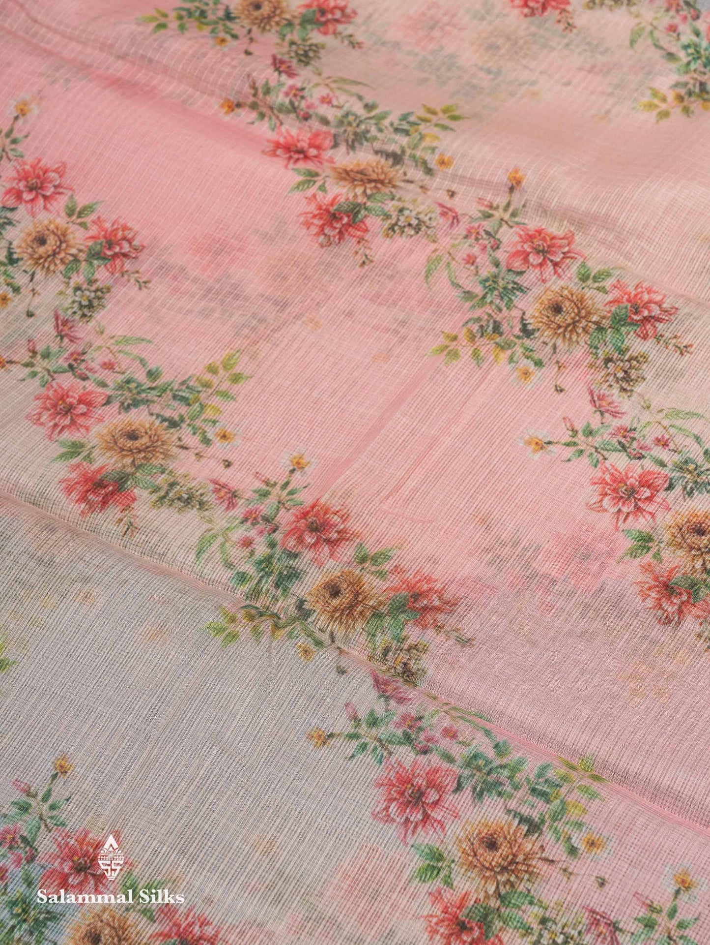 Beautiful Multicolour Floral Design Kota Cotton Mix Fancy Saree With Contrast Bottle Green Blouse