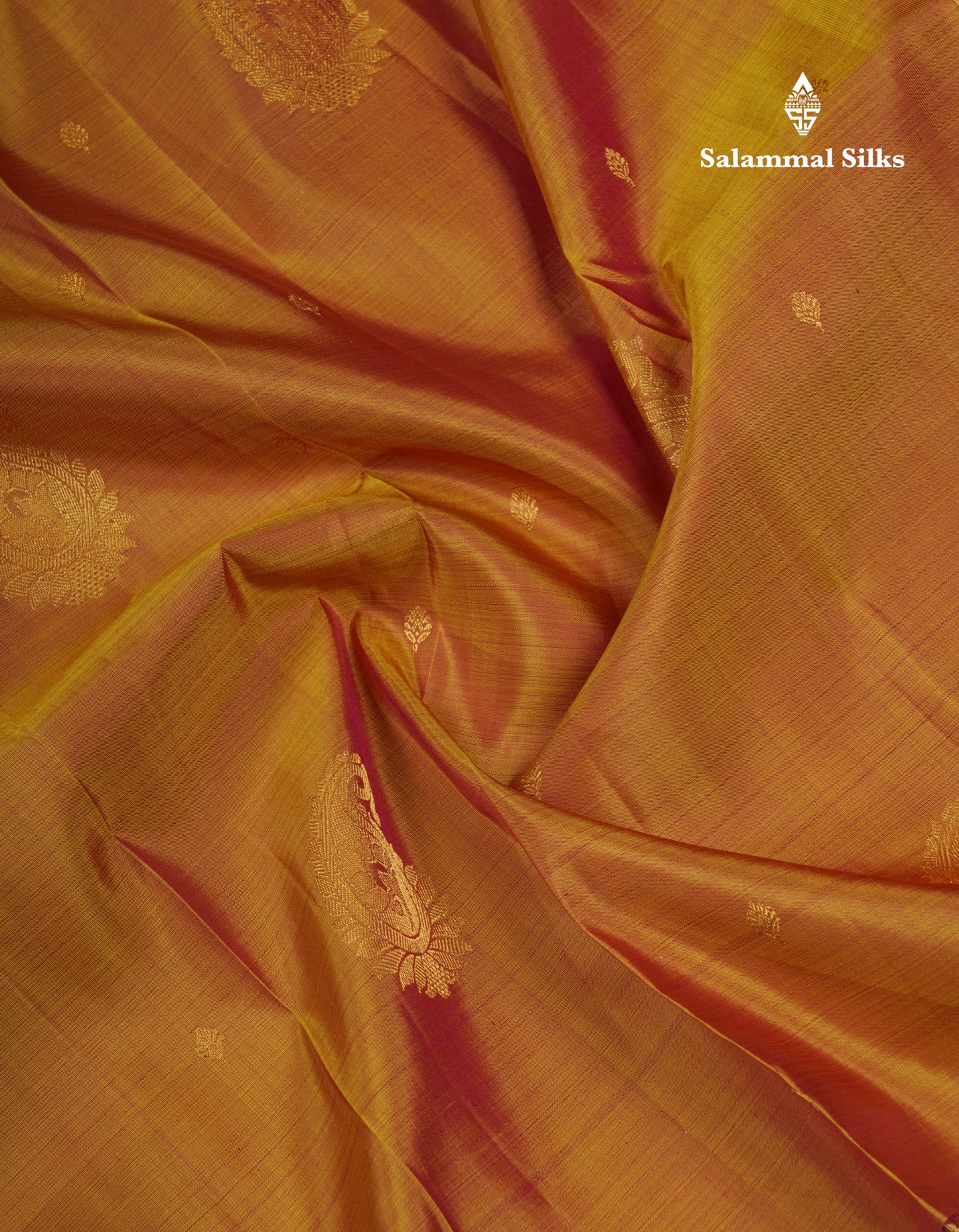 Dual Tone Mustard Yellow Pure Kanjivaram Silk Saree With Contrast Dark Maroon Vaira Oosi Tiny Checks With Traditional Butta Border