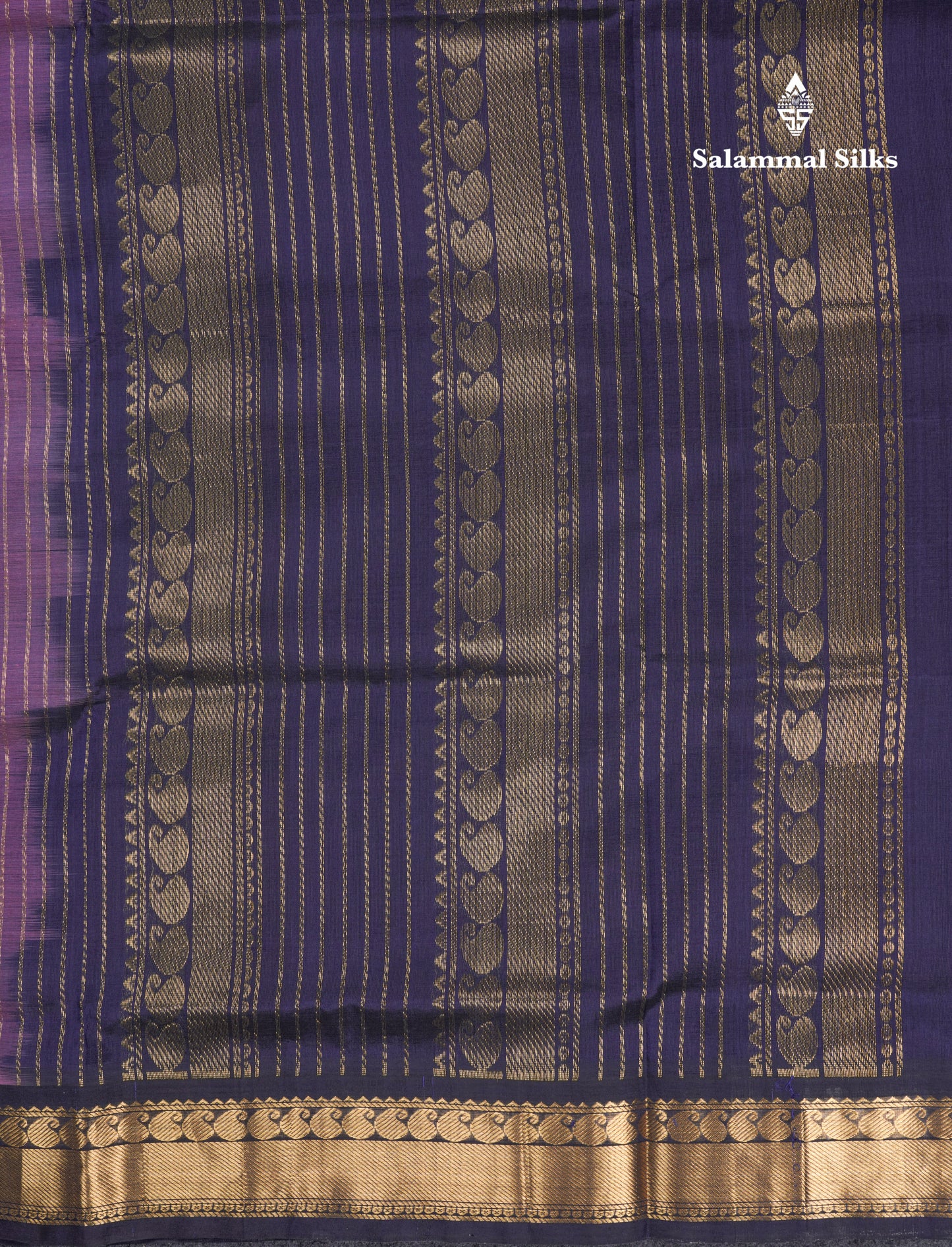 Baby Pink Pure Silk Cotton Saree With Contrast Navy Blue Traditional Border