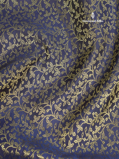 Navy Blue Bridal Pure Kanjivaram Silk Saree With Contrast Saffire Green Border