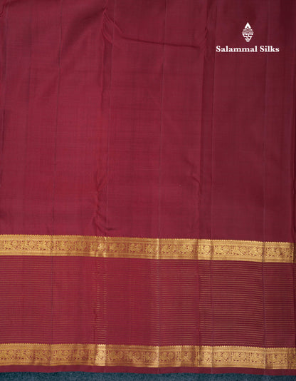 Dual Tone Mustard Yellow Pure Kanjivaram Silk Saree With Contrast Dark Maroon Vaira Oosi Tiny Checks With Traditional Butta Border