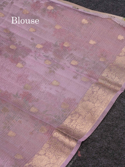 Beautiful Multicolour Floral Design Kota Cotton Mix Fancy Saree With Contrast Bottle Green Blouse
