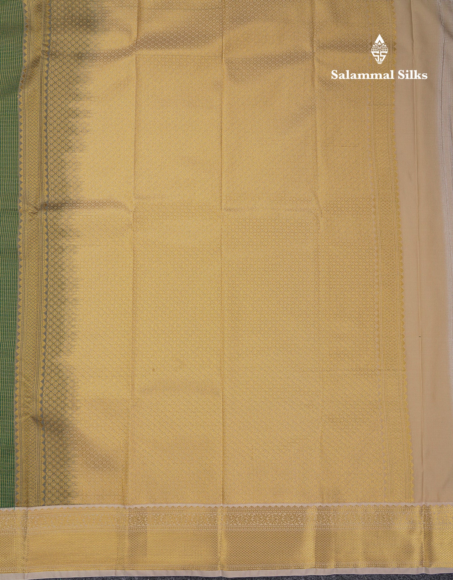 Beautiful Bottle Green Tiny Vaira Oosi Checks With Butta Semi Silk Saree With Contrast Cream Sandal Traditional Border