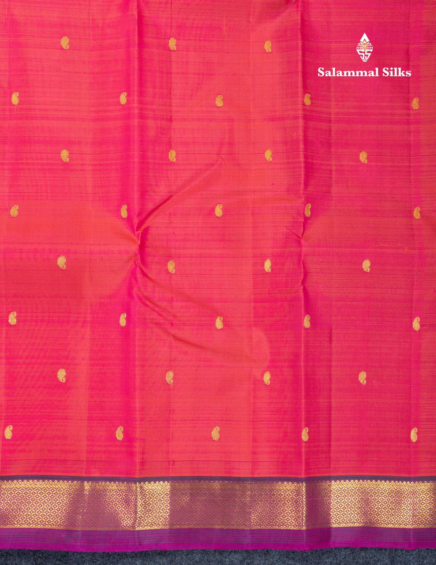 Dual Tone Pink Pure Kanjivaram Silk Saree With Contrast Magenta Traditional Small Border