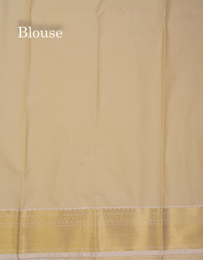 Beautiful Bottle Green Tiny Vaira Oosi Checks With Butta Semi Silk Saree With Contrast Cream Sandal Traditional Border