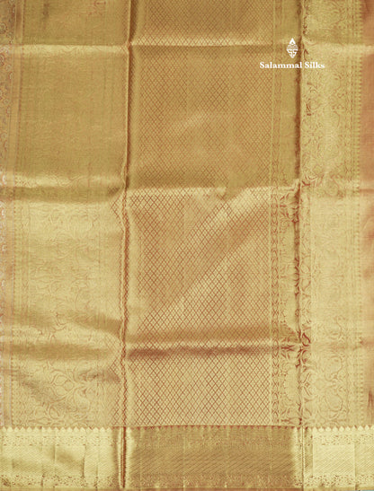 Orange Tissue Bridal Pure Kanjivaram Silk Saree With Self Border