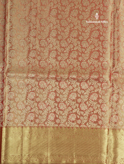Orange Tissue Bridal Pure Kanjivaram Silk Saree With Self Border