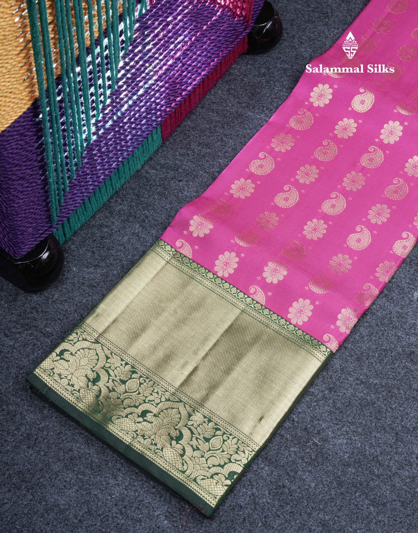 Pure Silk Pattu Pavadai (Magenta) With Bottle Green Blouse 35"