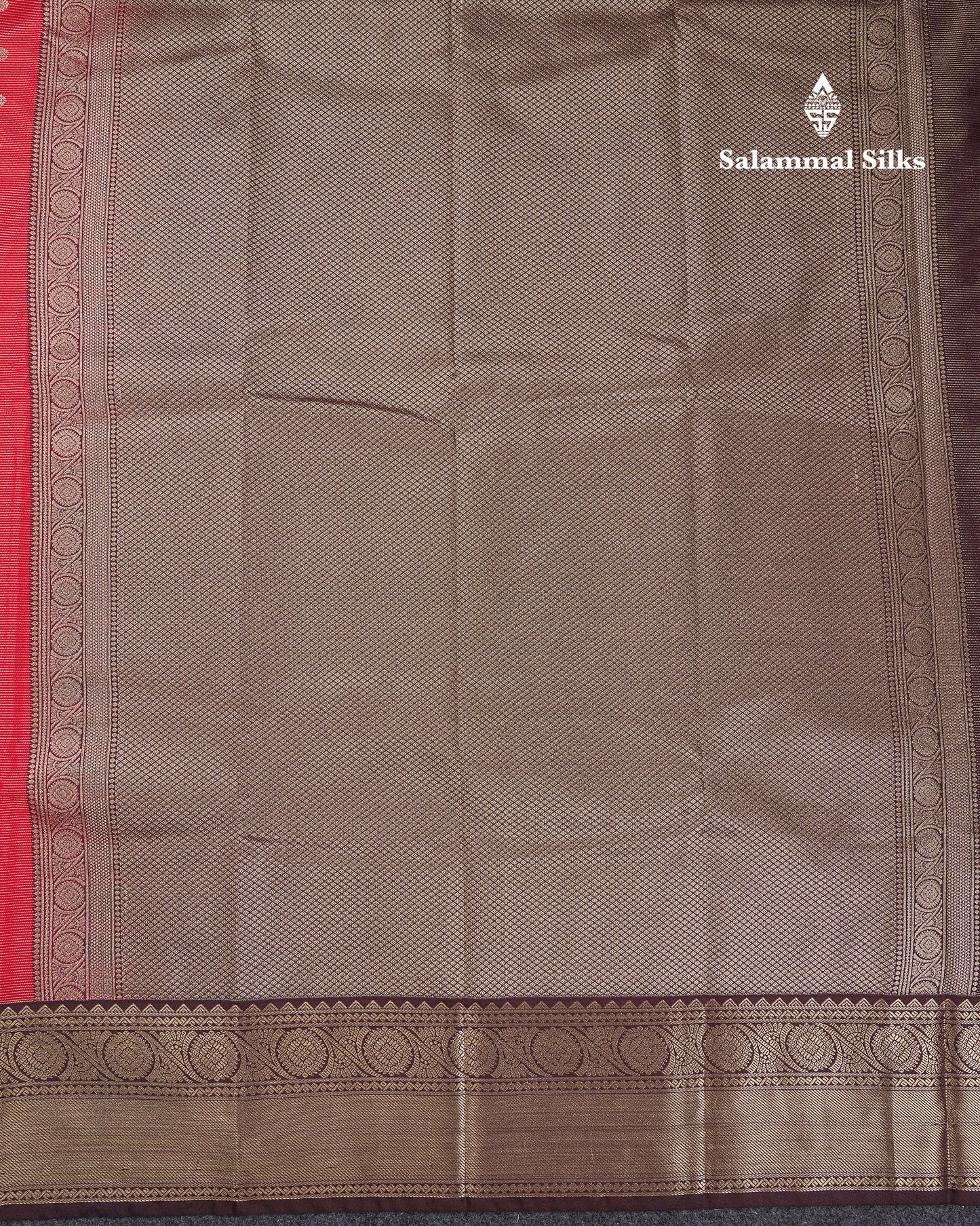Beautiful Pink Vaira Oosi With Butta Semi Silk Saree With Contrast Dark Brown Traditional Border