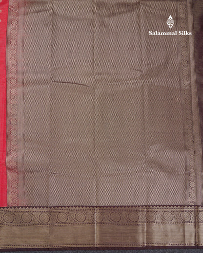 Beautiful Pink Vaira Oosi With Butta Semi Silk Saree With Contrast Dark Brown Traditional Border