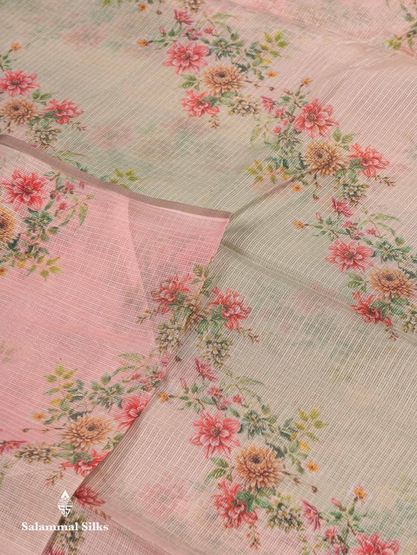 Beautiful Multicolour Floral Design Kota Cotton Mix Fancy Saree With Contrast Bottle Green Blouse