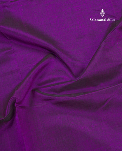 Violet Plain Pure Silk Cotton Saree With Contrast Mustard Yellow Blouse