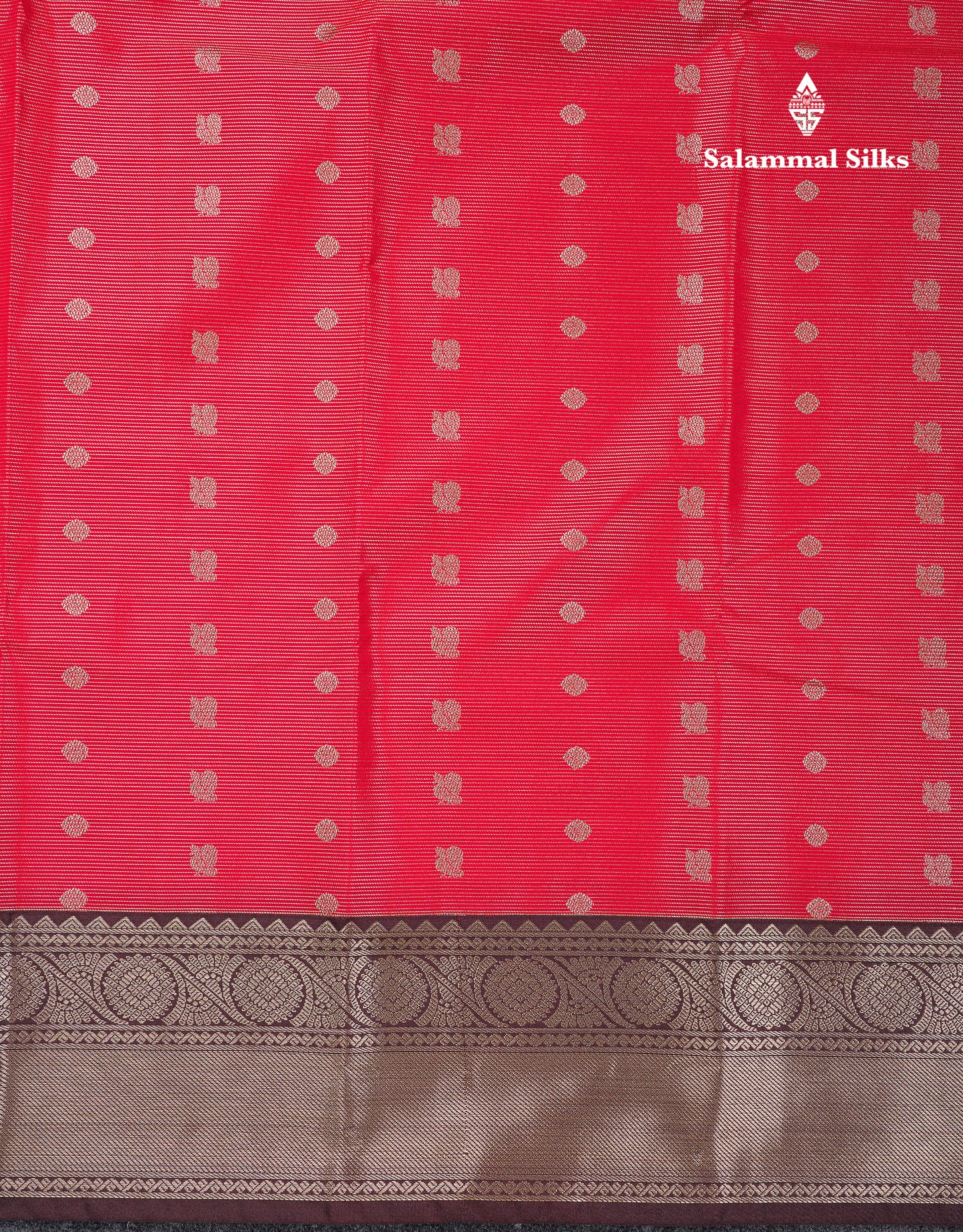 Beautiful Pink Vaira Oosi With Butta Semi Silk Saree With Contrast Dark Brown Traditional Border