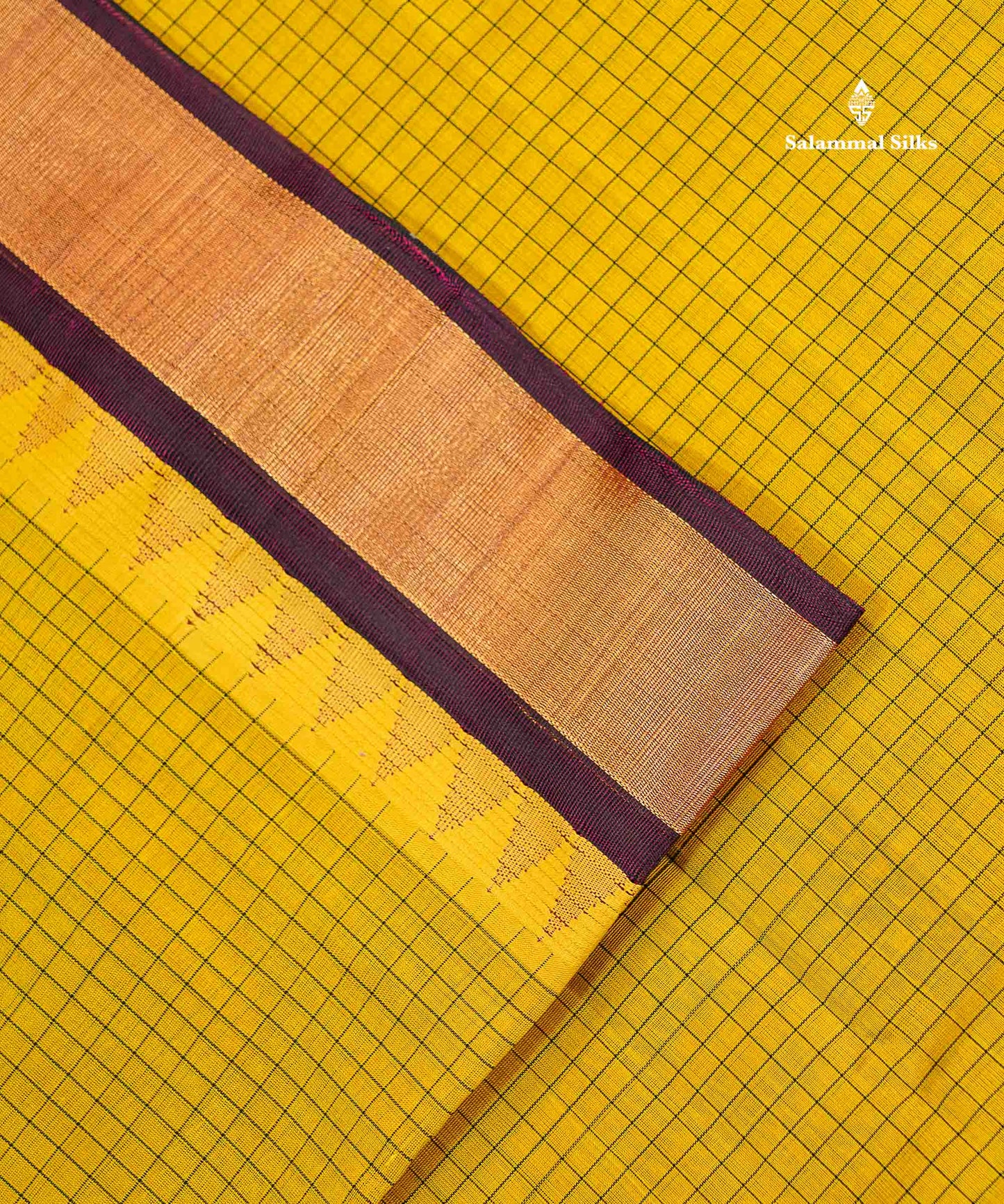 Pure Silk Cotton Saree - Dual Tone Yellow Small Checks Along With Contrast Magenta Traditional Evening Morning Border