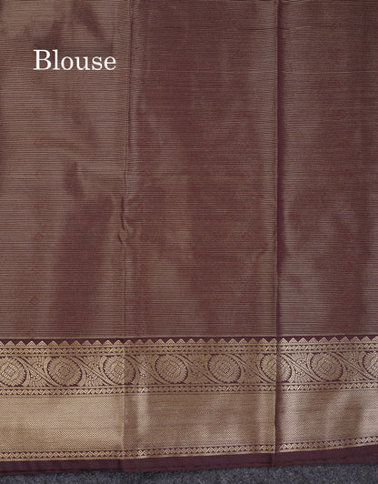 Beautiful Pink Vaira Oosi With Butta Semi Silk Saree With Contrast Dark Brown Traditional Border
