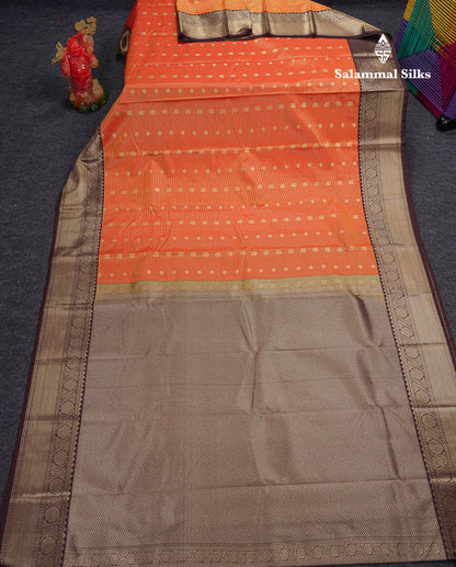 Beautiful Pink Vaira Oosi With Butta Semi Silk Saree With Contrast Dark Brown Traditional Border