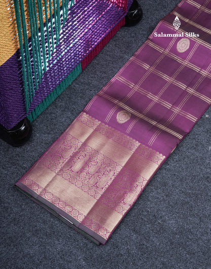 Pure Silk Pattu Pavadai (Maroon) Zari Checks With Bottle Green Blouse 36"