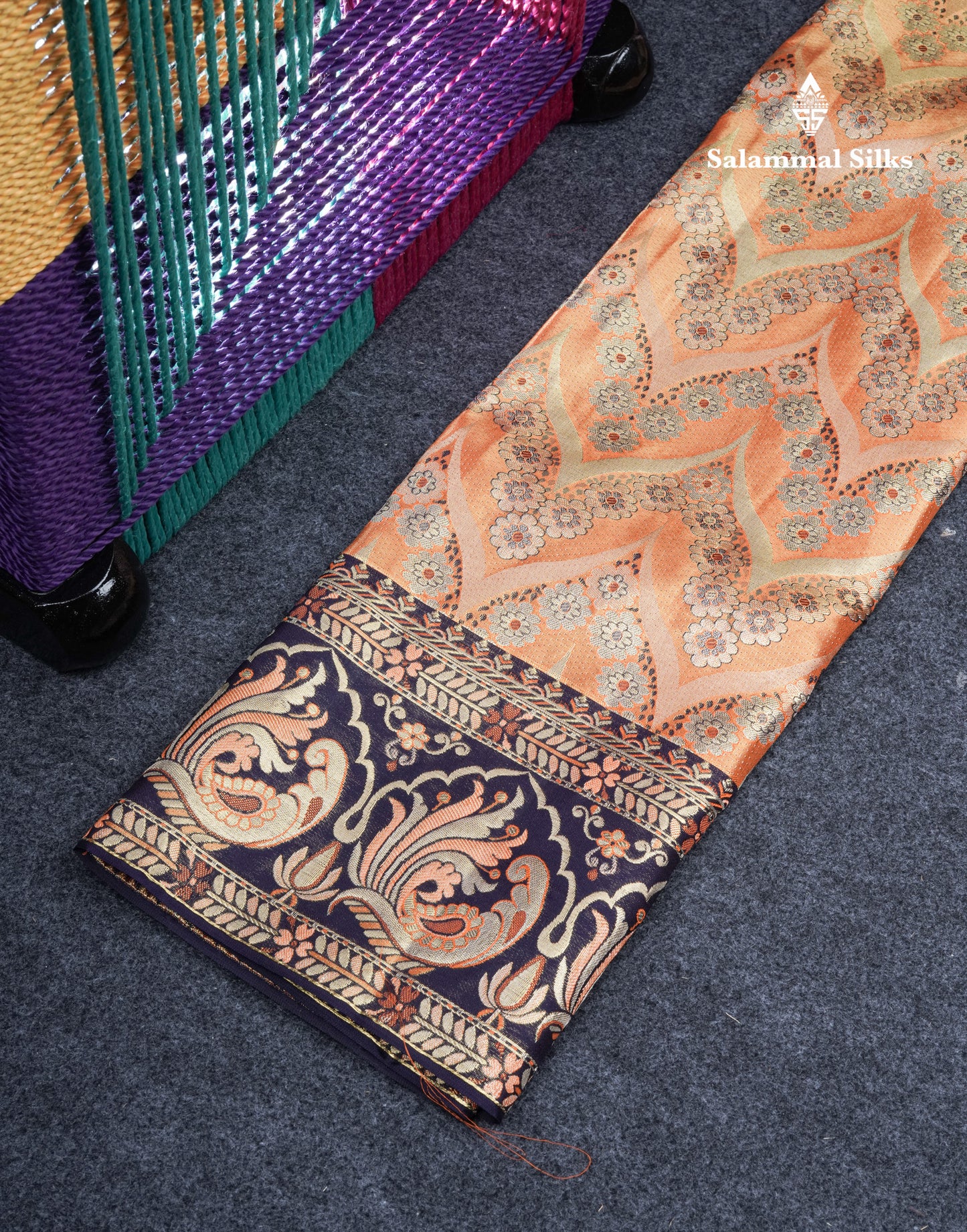 Pure Silk Pattu Pavadai (Baby Pink) With Navy Blue Blouse 36"