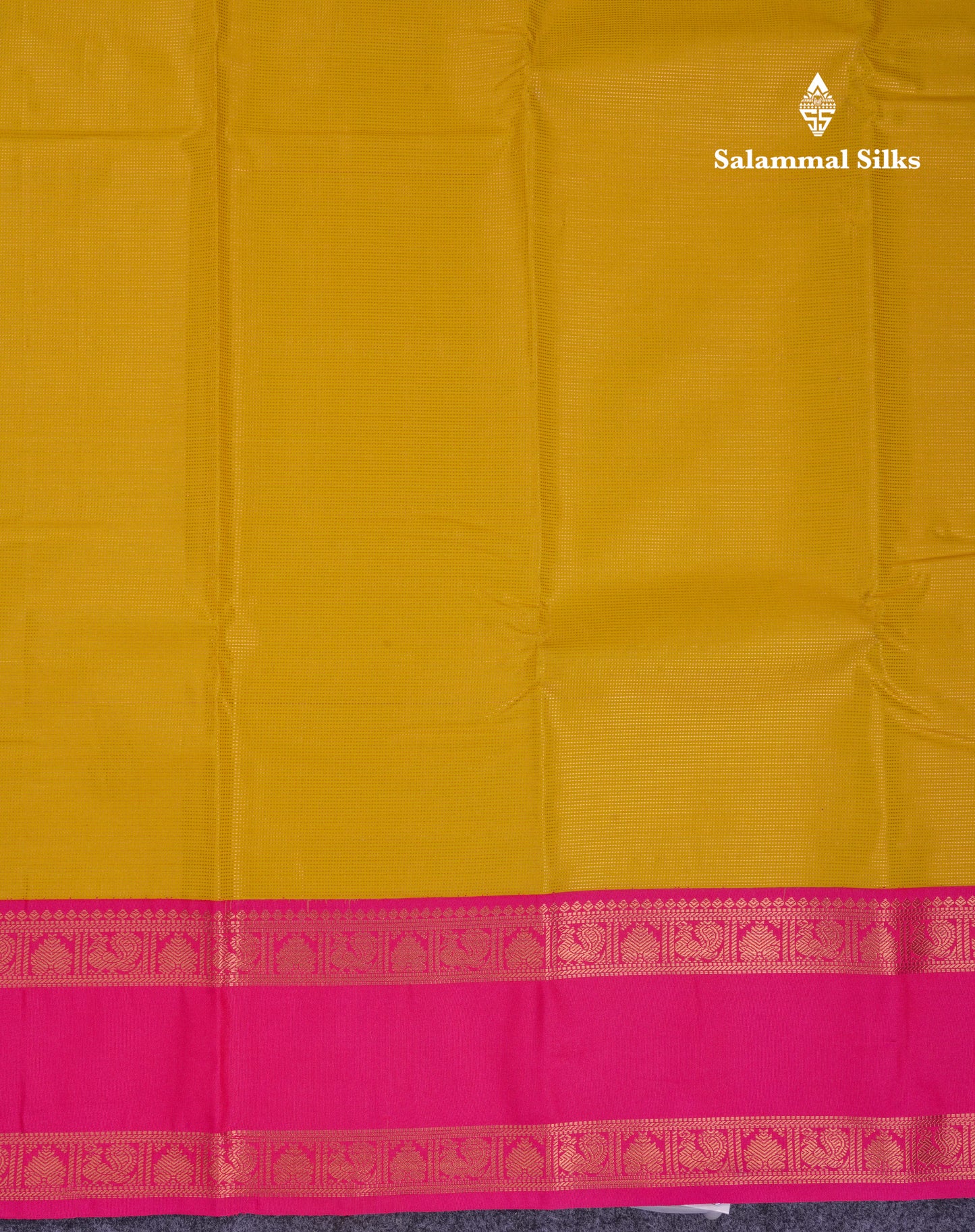 Beautiful Yellow Semi Silk Saree With Contrast Pink Traditional Rettapet Border