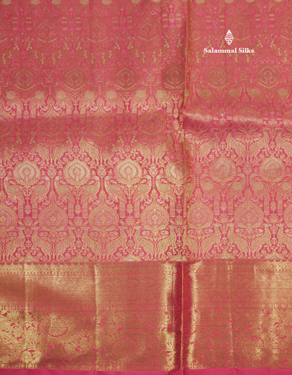 Pink Bridal Pure Kanjivaram Silk Saree With Self Border