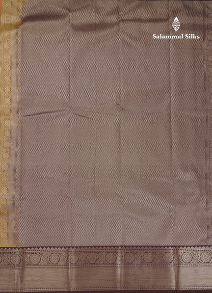 Beautiful Pink Vaira Oosi With Butta Semi Silk Saree With Contrast Dark Brown Traditional Border