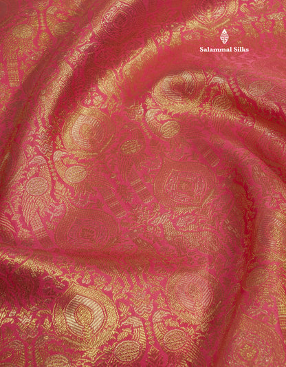 Pink Bridal Pure Kanjivaram Silk Saree With Self Border