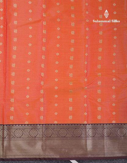 Beautiful Pink Vaira Oosi With Butta Semi Silk Saree With Contrast Dark Brown Traditional Border