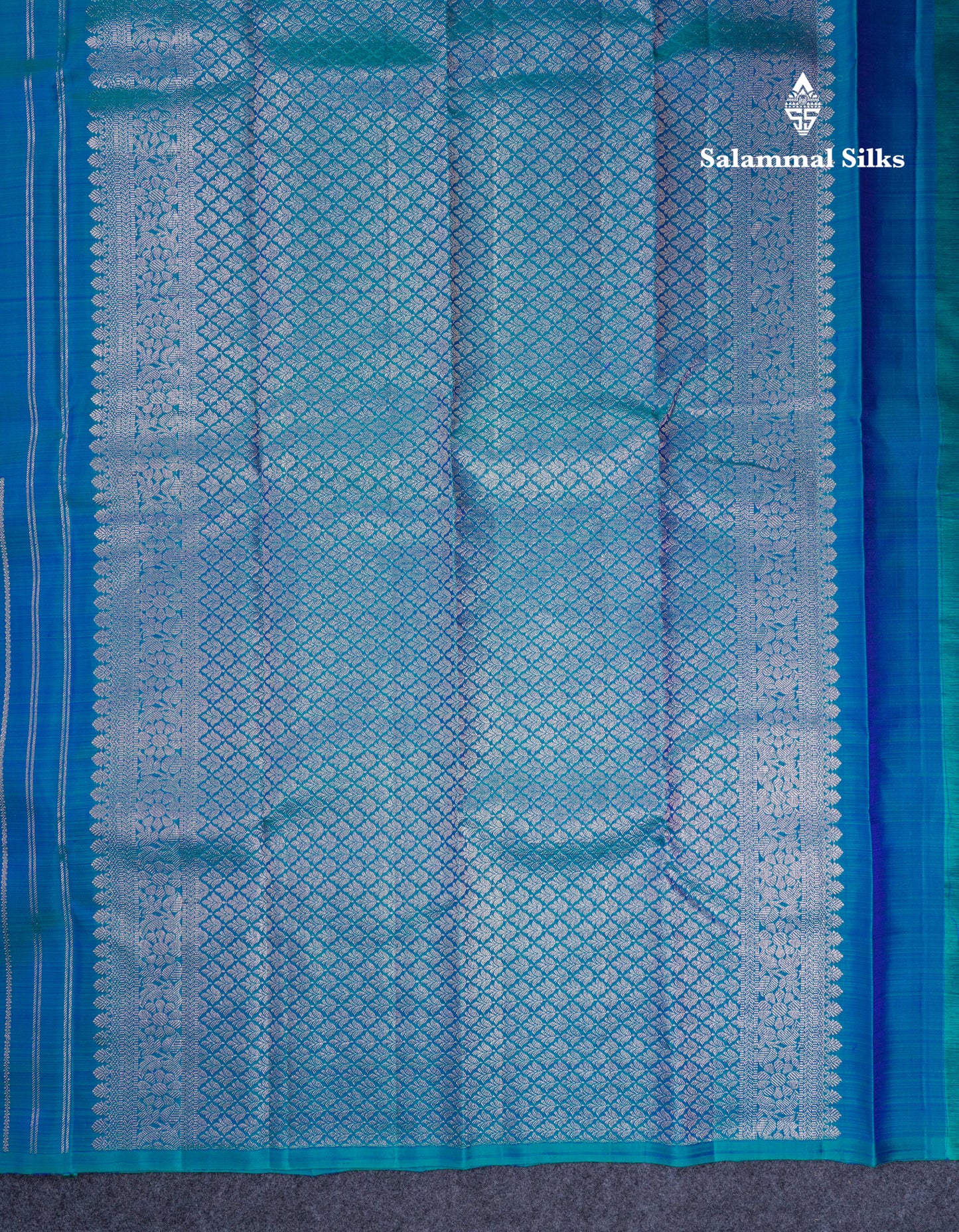 Dual Tone Peacock Blue Fancy Pure Kanjivaram Silk Saree With Blouse