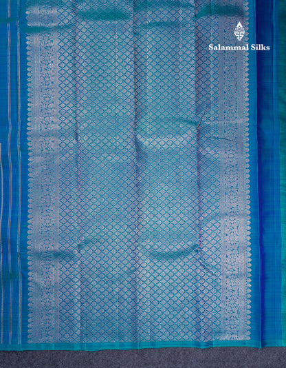 Dual Tone Peacock Blue Fancy Pure Kanjivaram Silk Saree With Blouse