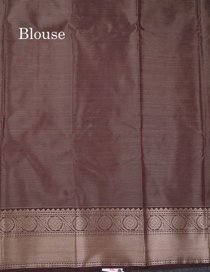 Beautiful Pink Vaira Oosi With Butta Semi Silk Saree With Contrast Dark Brown Traditional Border
