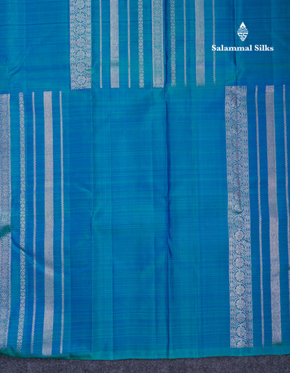 Dual Tone Peacock Blue Fancy Pure Kanjivaram Silk Saree With Blouse