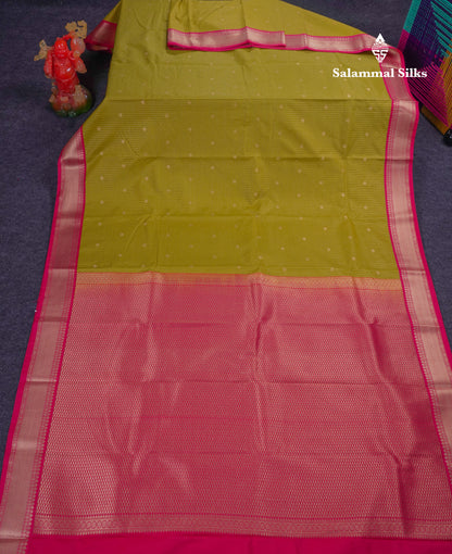 Beautiful Dark Purple Small Checks Semi Silk Saree With Contrast Pink Traditional Medium Border