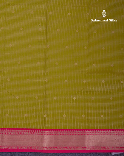 Beautiful Dark Purple Small Checks Semi Silk Saree With Contrast Pink Traditional Medium Border