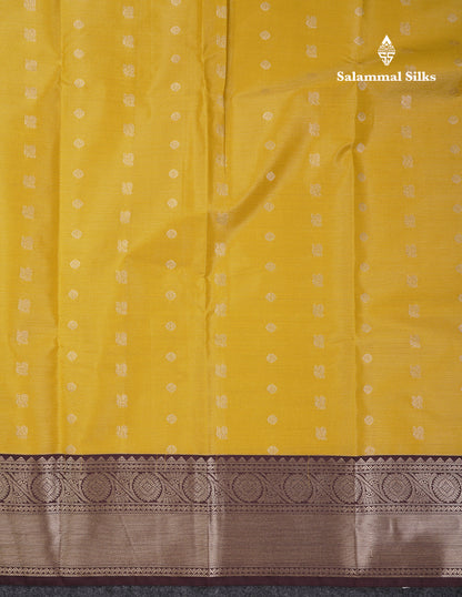Beautiful Pink Vaira Oosi With Butta Semi Silk Saree With Contrast Dark Brown Traditional Border