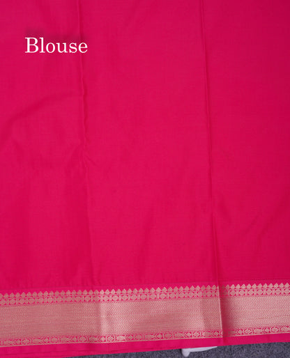 Beautiful Dark Purple Small Checks Semi Silk Saree With Contrast Pink Traditional Medium Border