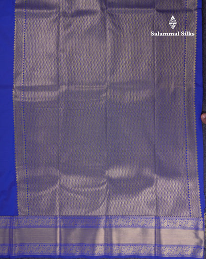 Beautiful Royal Blue Semi Silk Saree With Traditional Border
