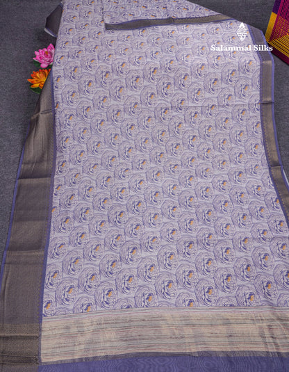 Baby Pink Colour Chanderi Mixed Cotton Saree With Contrast Violet Border