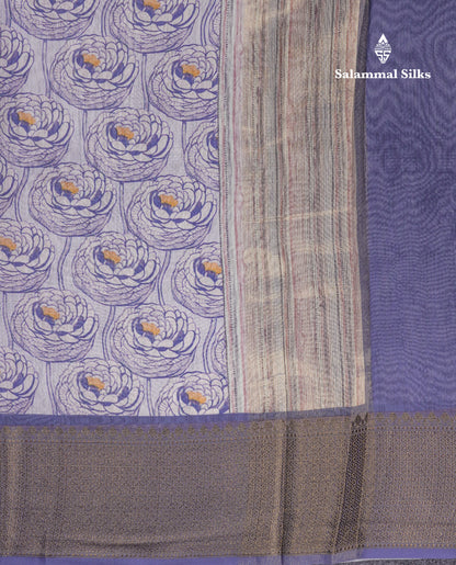Baby Pink Colour Chanderi Mixed Cotton Saree With Contrast Violet Border