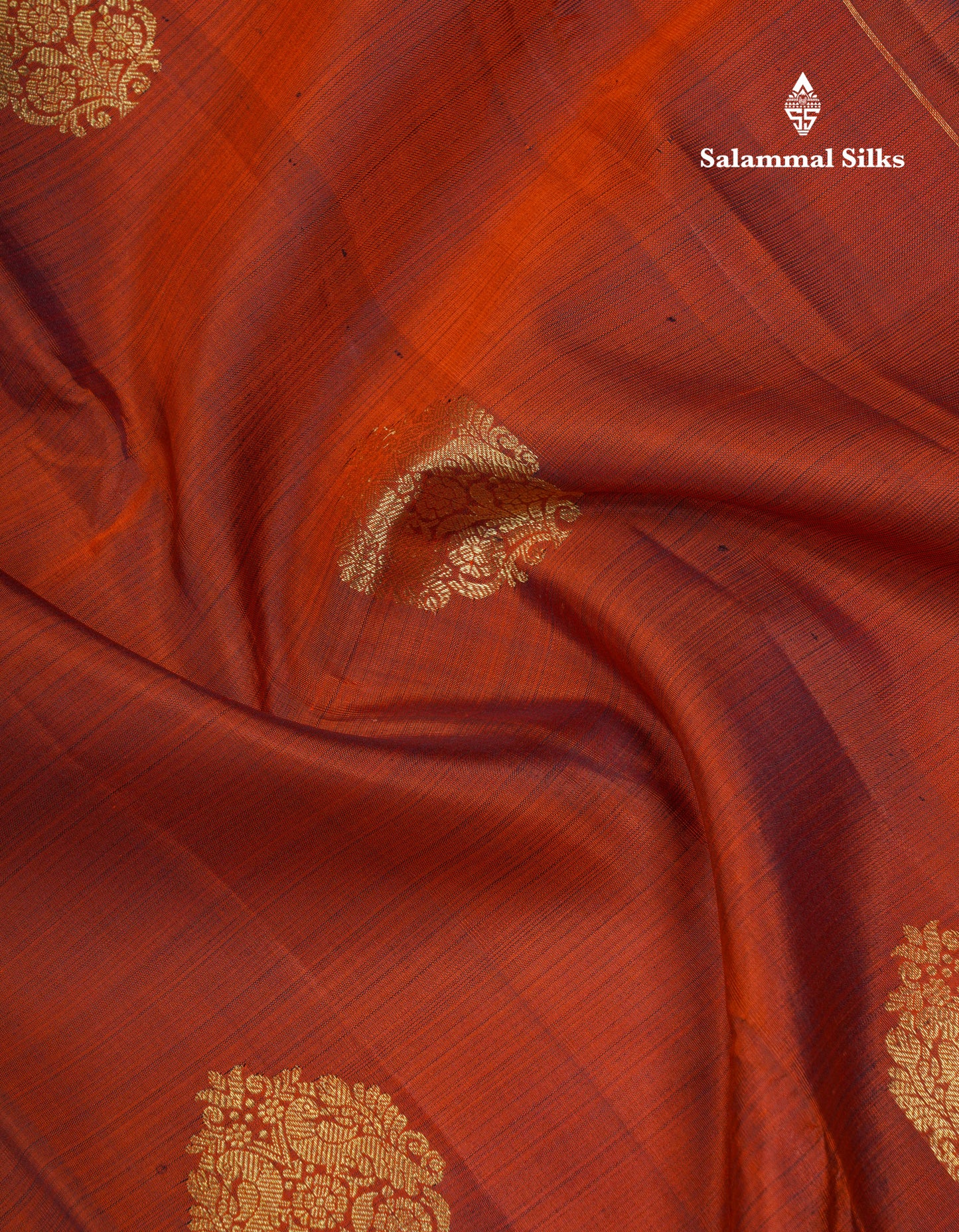 Rust Orange Pure Kanjivaram Silk Saree With Contrast Brown Traditional Evening Morning Border