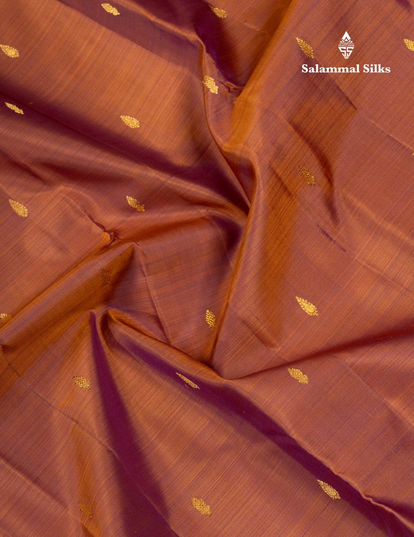 Brown Pure Kanjivaram Silk Saree With Contrast Dark Purple Traditional Small Border