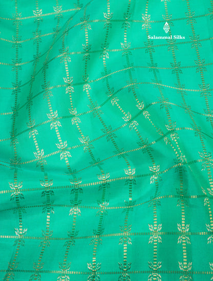 Sapphire Green Bridal Pure Kanjivaram Silk Saree With Self Border