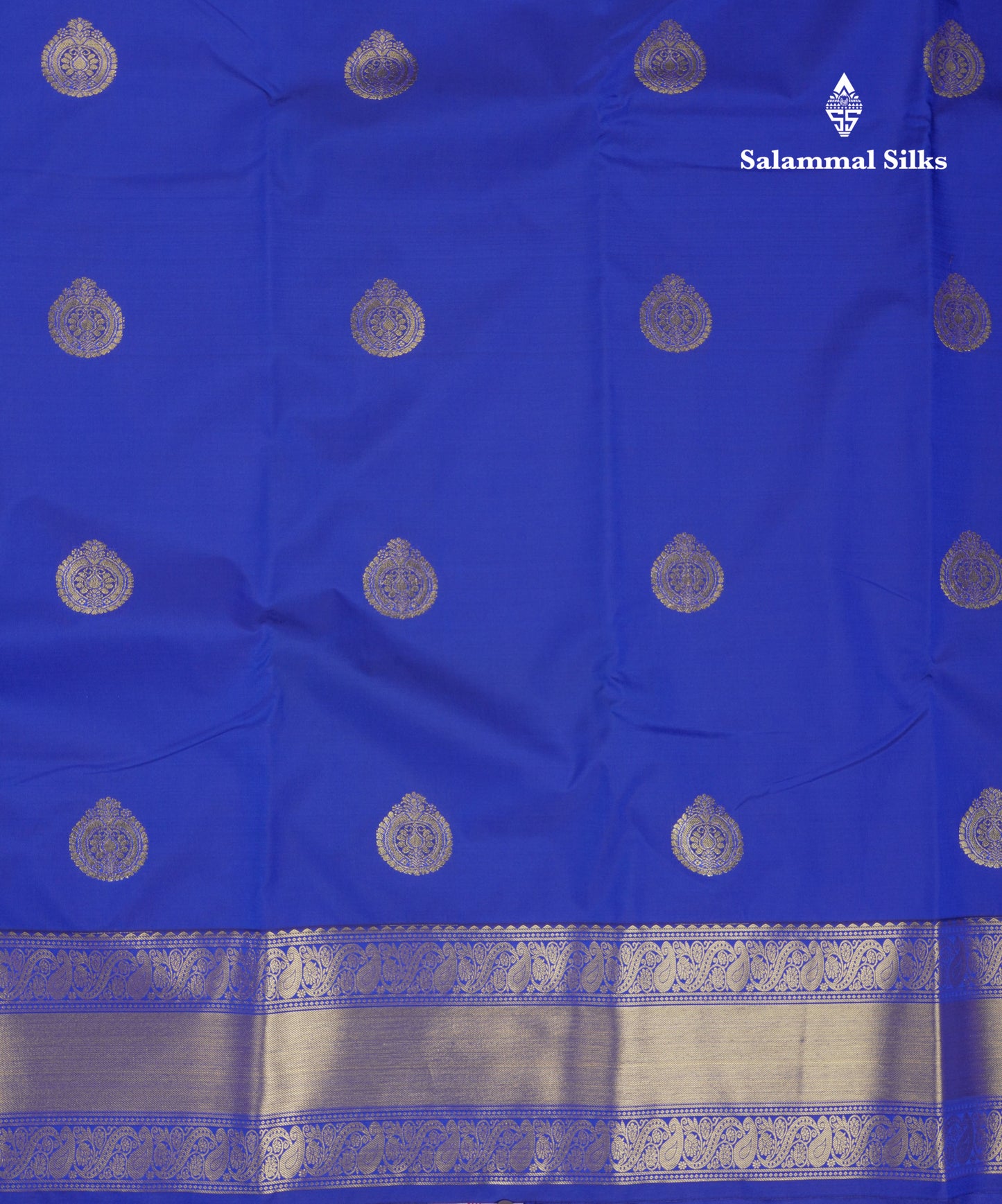 Beautiful Royal Blue Semi Silk Saree With Traditional Border