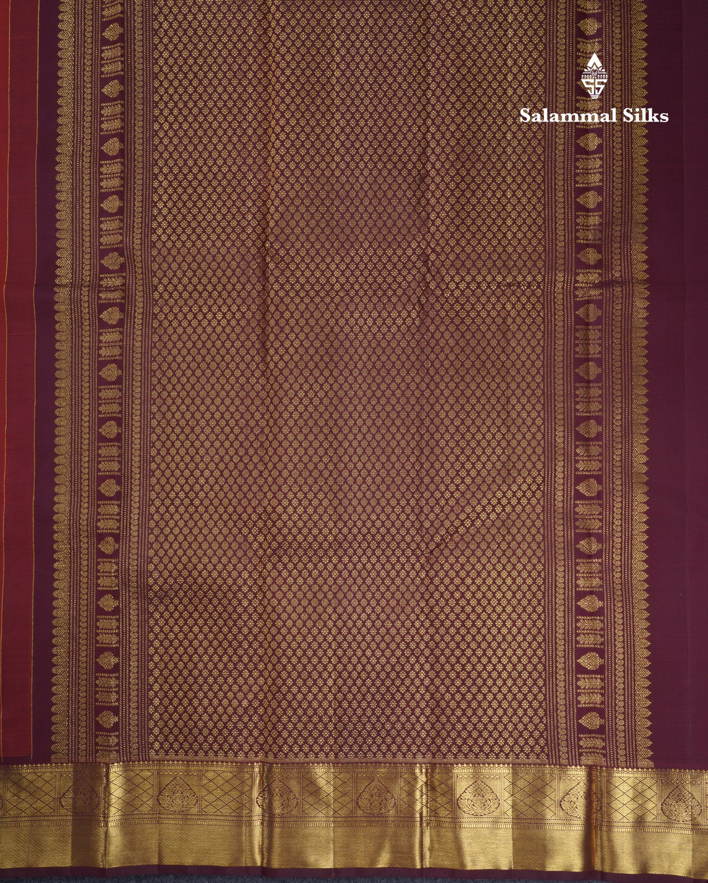Rust Orange Pure Kanjivaram Silk Saree With Contrast Brown Traditional Border
