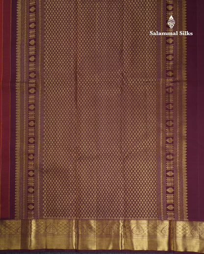 Rust Orange Pure Kanjivaram Silk Saree With Contrast Brown Traditional Border