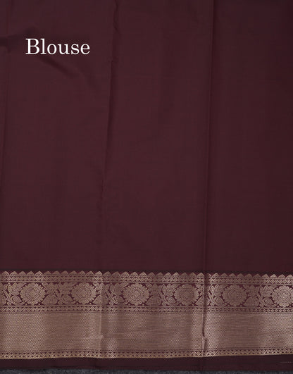 Beautiful Rust Orange Vaira Oosi With Mango Butta Semi Silk Saree With Contrast Dark Brown Traditional Border