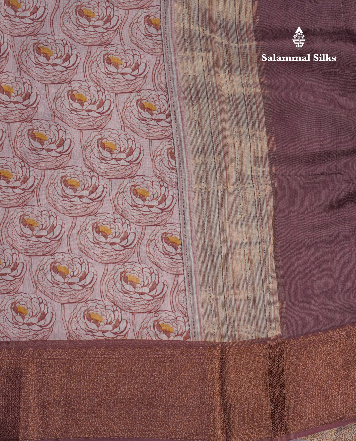 Baby Pink Colour Chanderi Mixed Cotton Saree With Contrast Violet Border