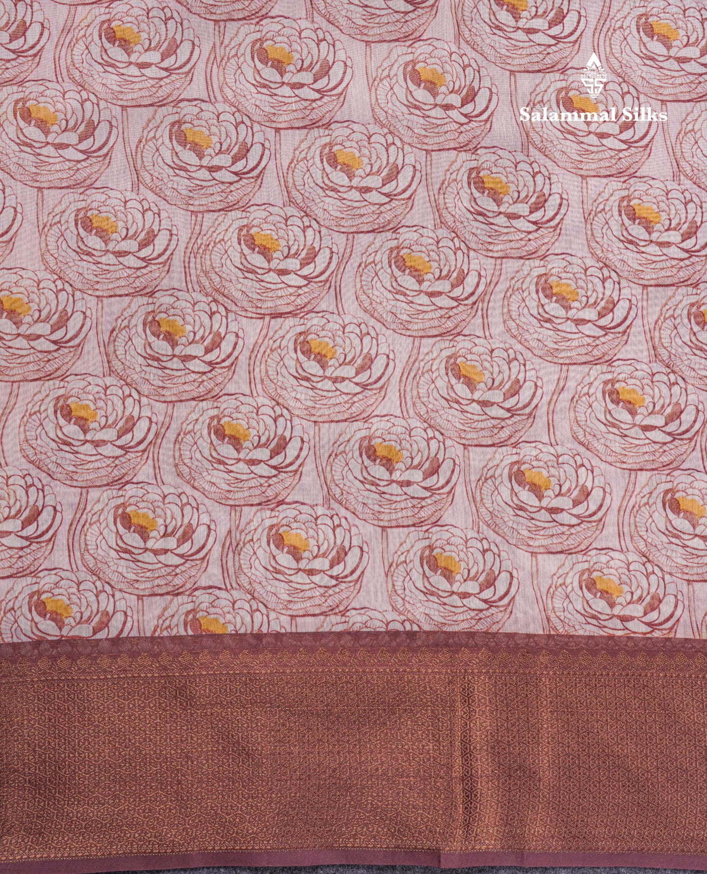 Baby Pink Colour Chanderi Mixed Cotton Saree With Contrast Violet Border