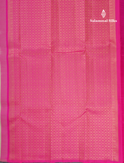Cream Sandal Fancy Pure Kanjivaram Silk Saree With Contrast Pink Blouse
