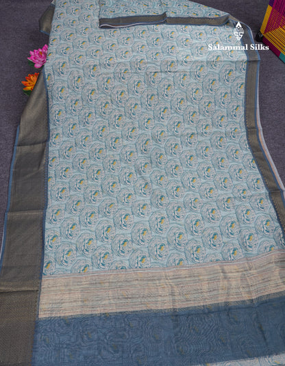 Baby Pink Colour Chanderi Mixed Cotton Saree With Contrast Violet Border